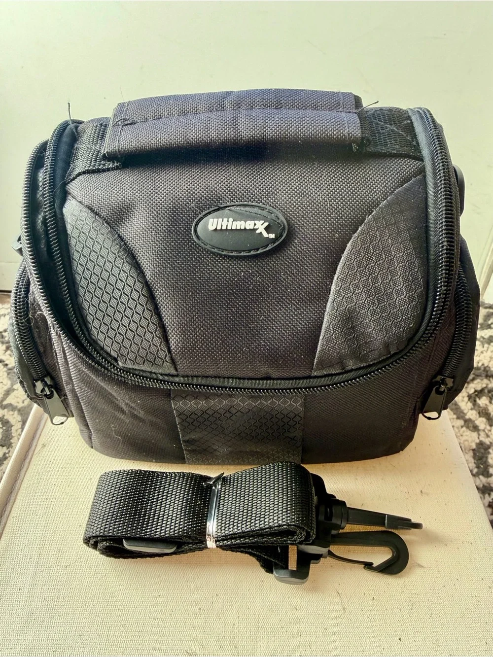 Black Compact Camera Bag with Shoulder Strap